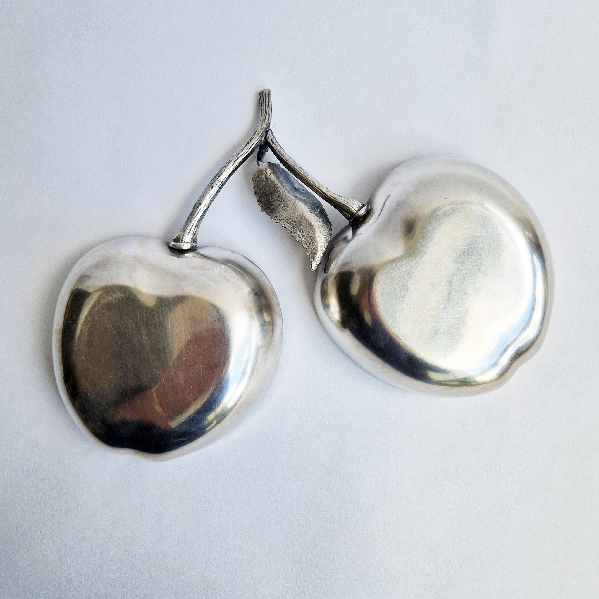 Vintage silver-plated cherry trinket bowls