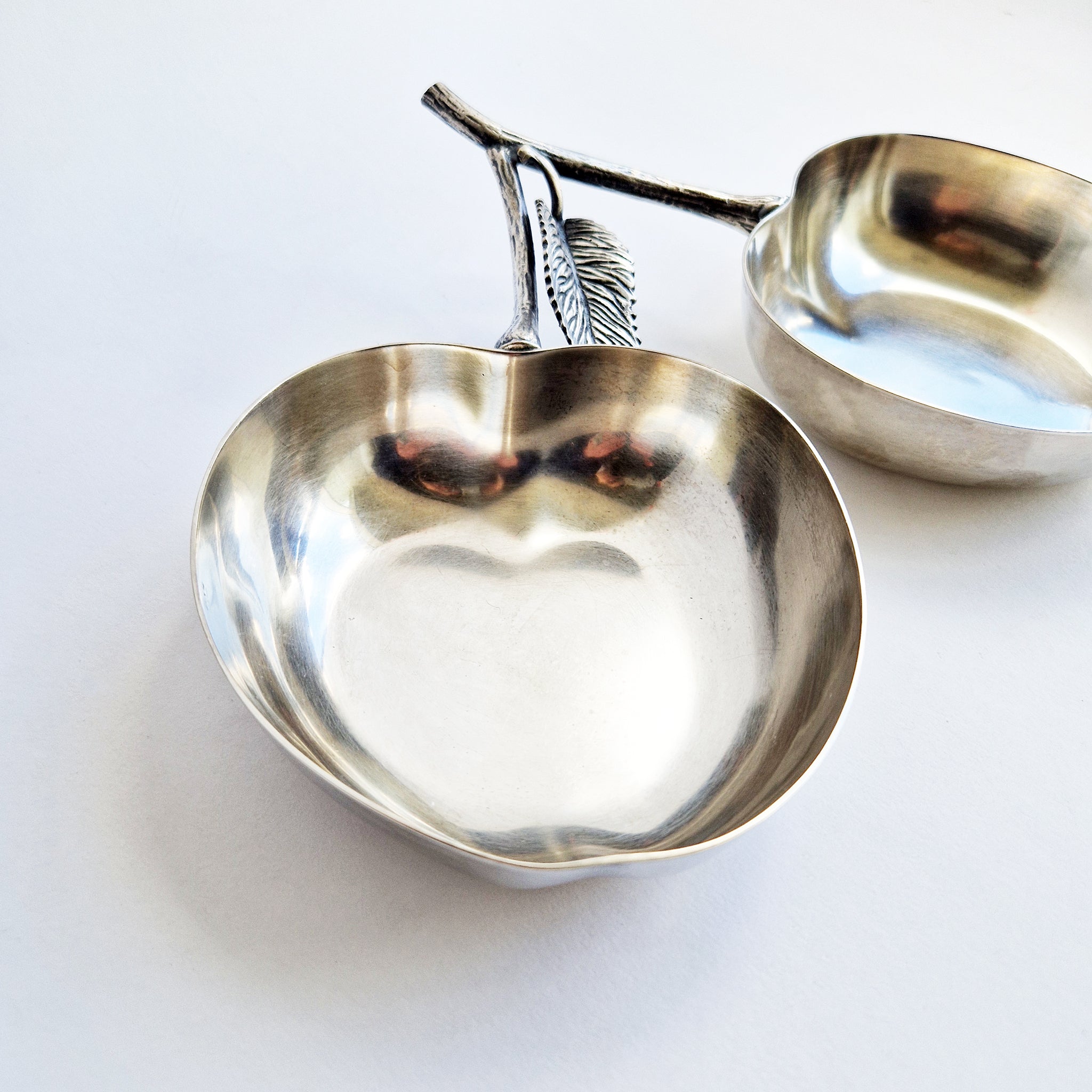 Vintage silver-plated cherry trinket bowls