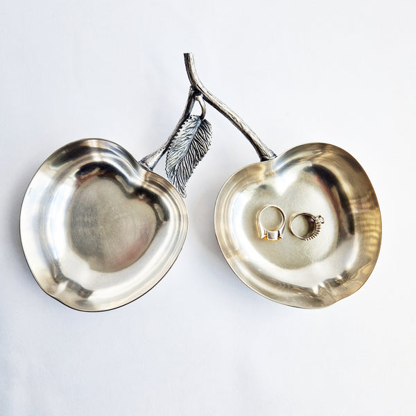 Vintage silver-plated cherry trinket bowls