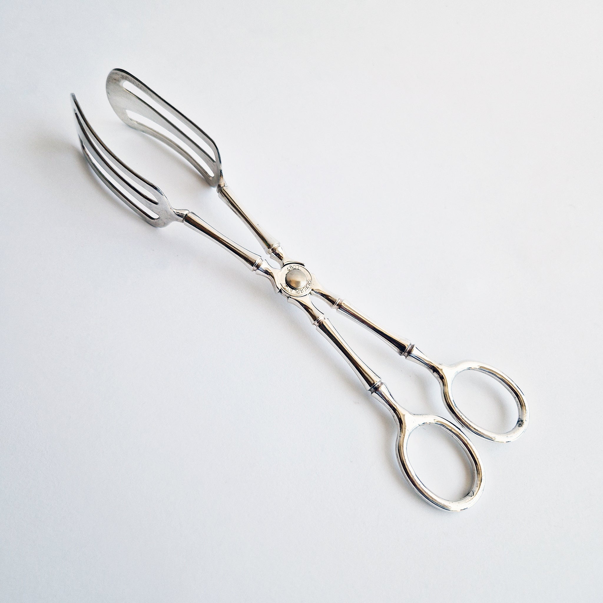 Vintage Italian faux-bamboo serving tongs