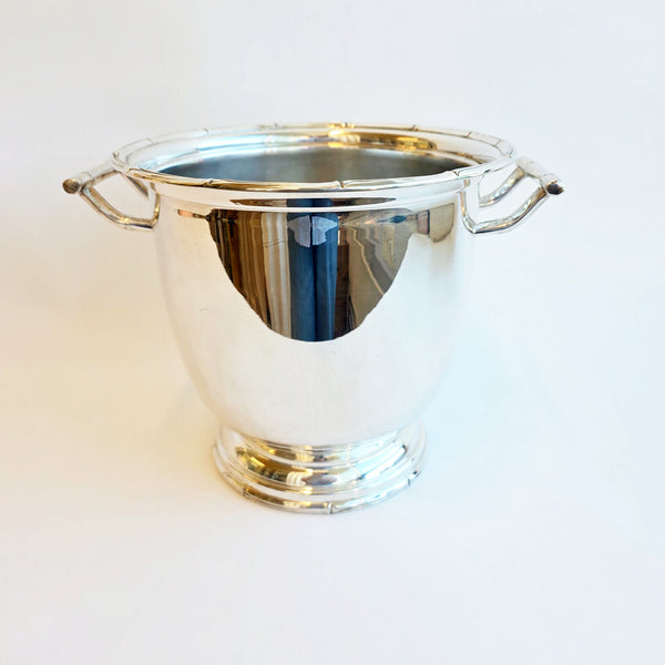 Vintage silver-plated wine cooler with bamboo design
