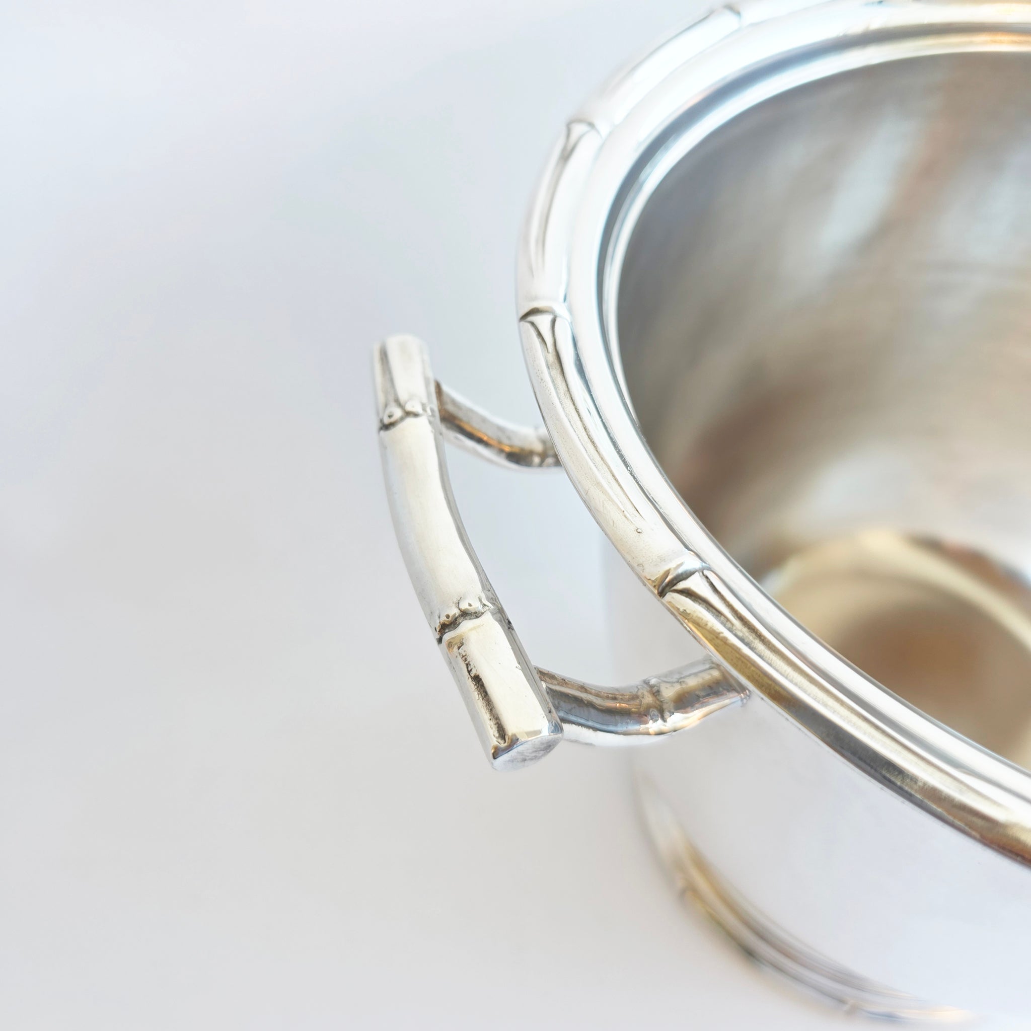 Vintage silver-plated wine cooler with bamboo design