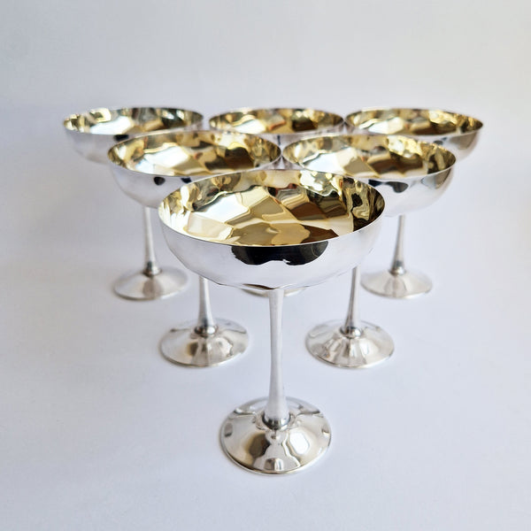 1970s gold-plated champagne glasses