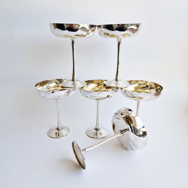 1970s gold-plated champagne glasses
