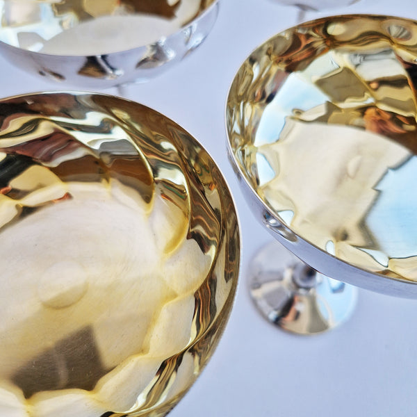 1970s gold-plated champagne glasses