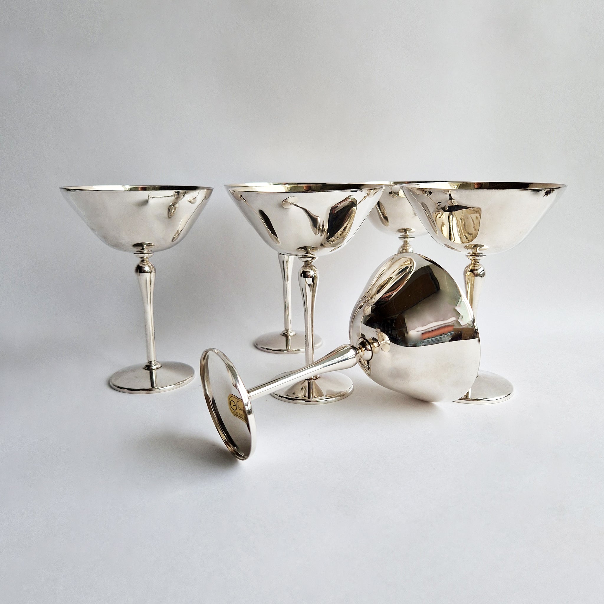 1970s silver-plated champagne glasses
