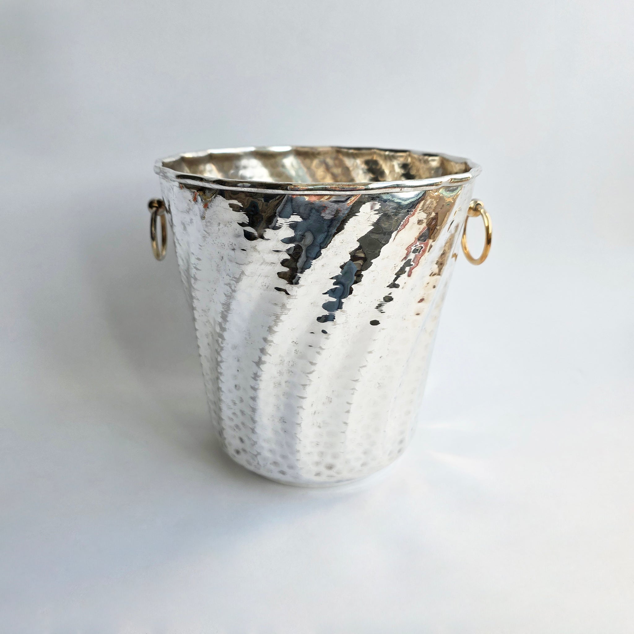 Vintage Italian silver-plated wine cooler with swirls