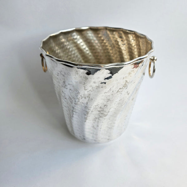 Vintage Italian silver-plated wine cooler with swirls