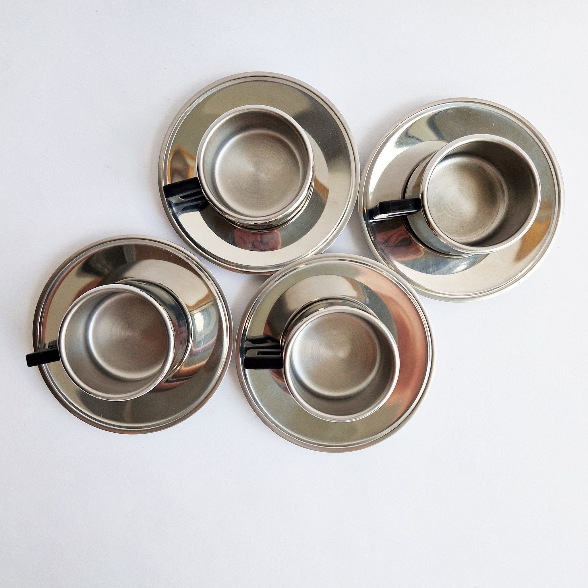 Vintage Casalinghi STO stainless steel coffee cup set