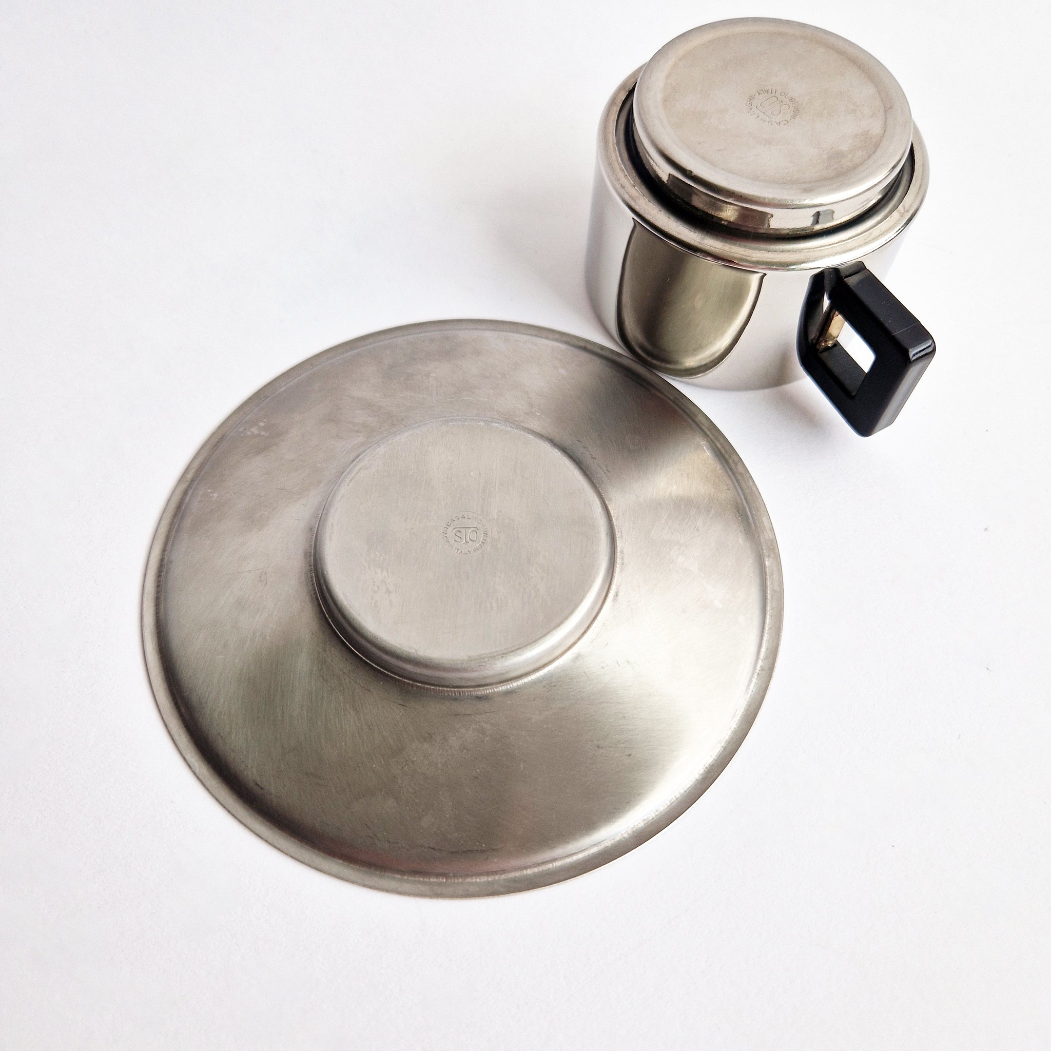 Vintage Casalinghi STO stainless steel coffee cup set