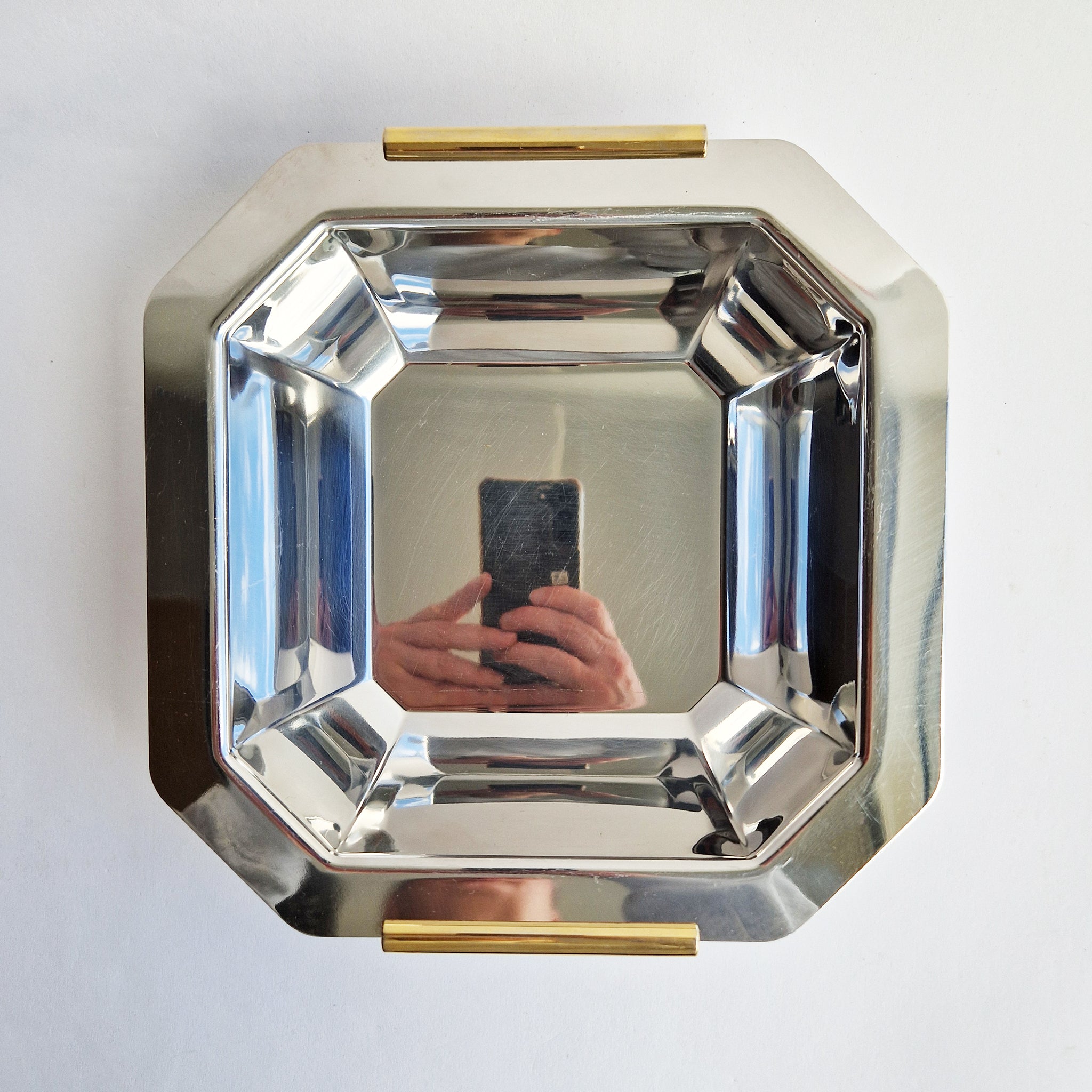 Vintage Italian stainless steel square bowl