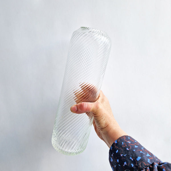 Vintage Italian tall glass swirl vase