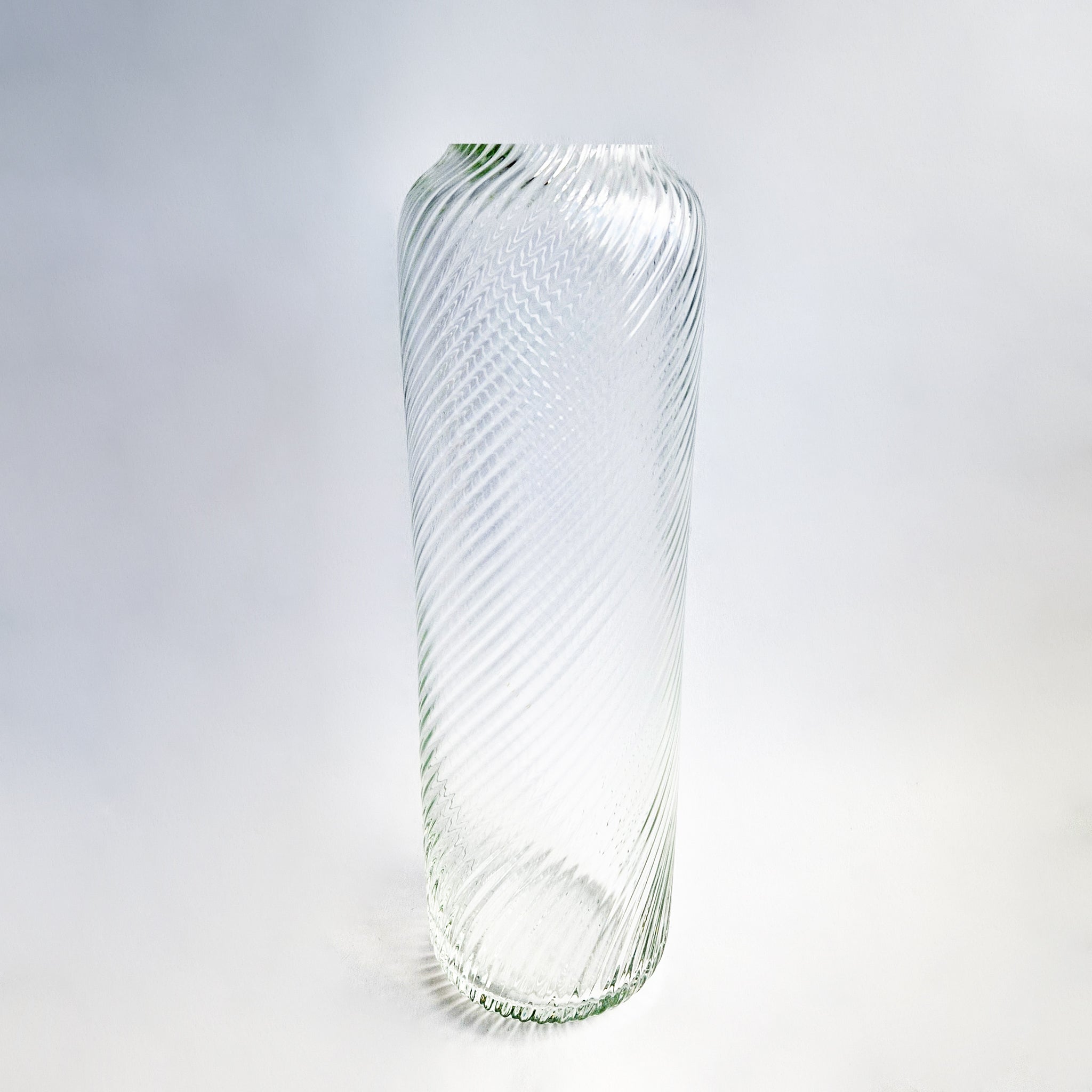 Vintage Italian tall glass swirl vase