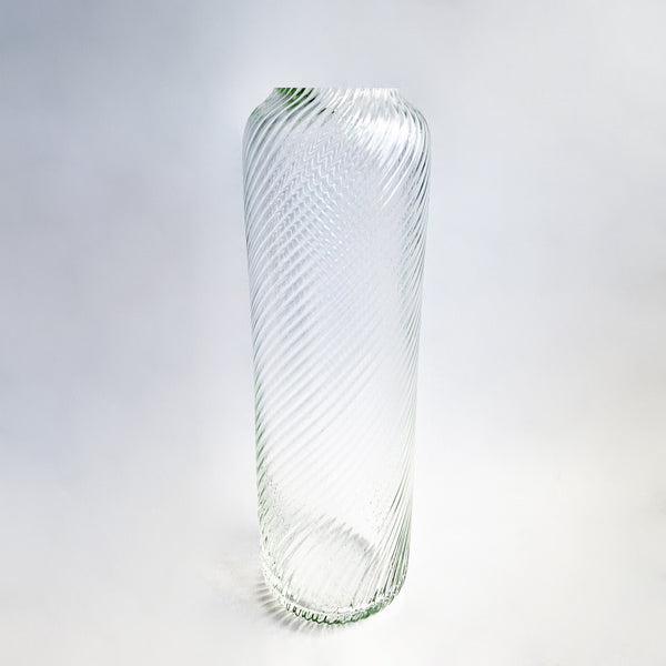 Vintage Italian tall glass swirl vase