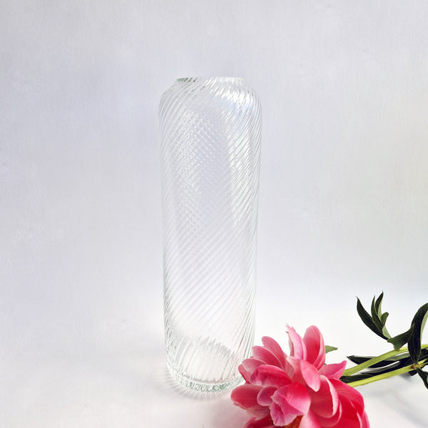 Vintage Italian tall glass swirl vase