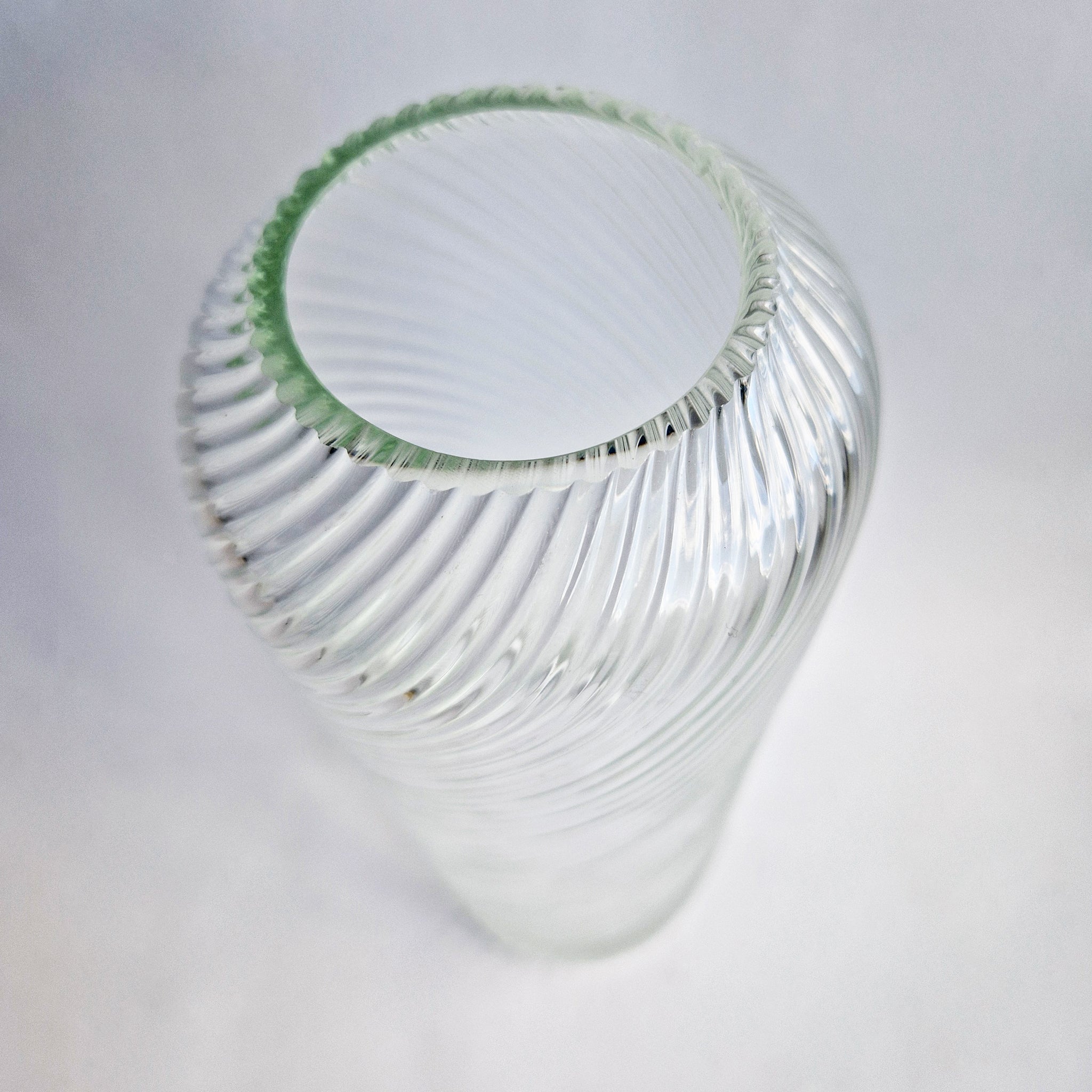 Vintage Italian tall glass swirl vase