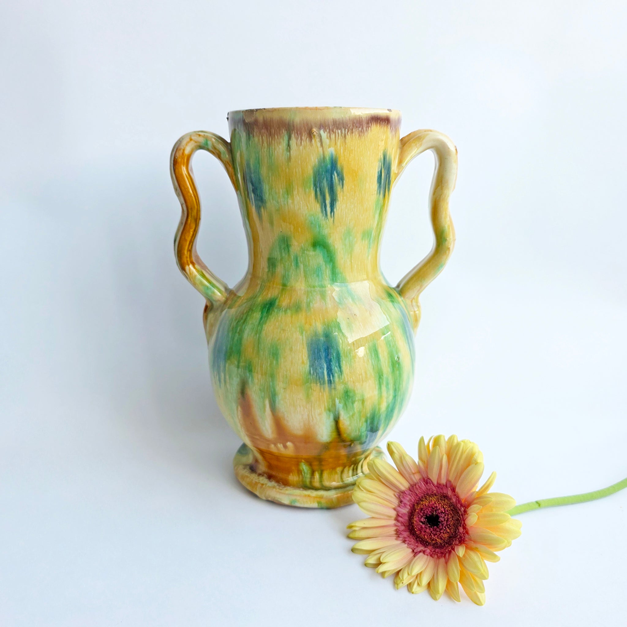 Vintage Italian terracotta glazed vase