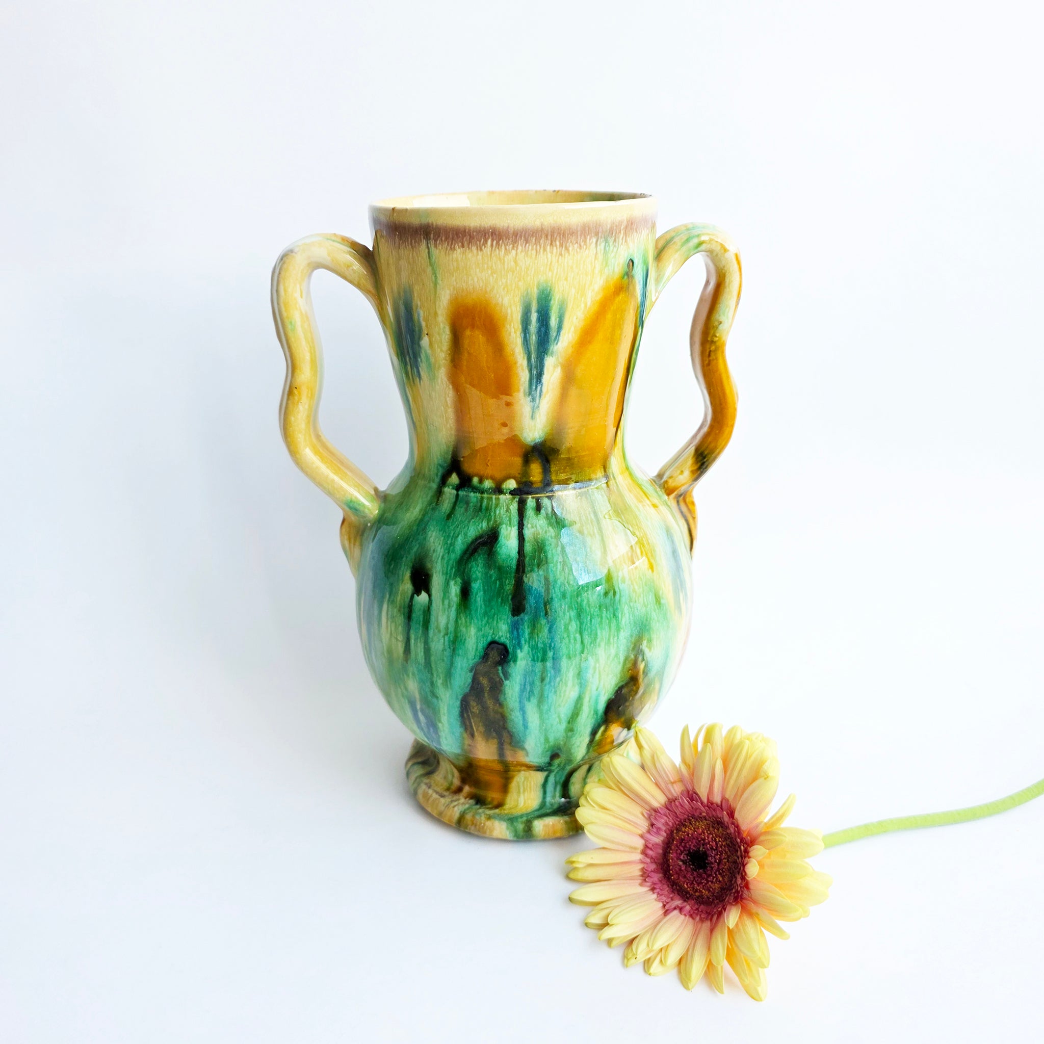 Vintage Italian terracotta glazed vase