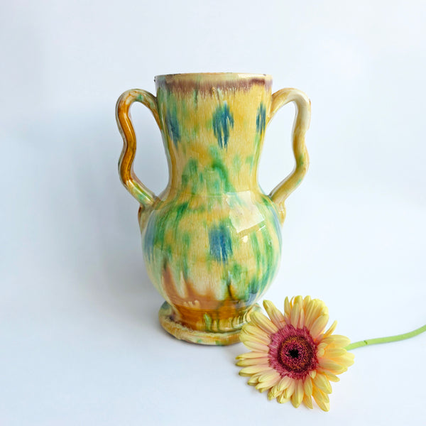 Vintage Italian terracotta glazed vase