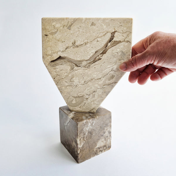 Vintage Italian limestone geometric sculpture