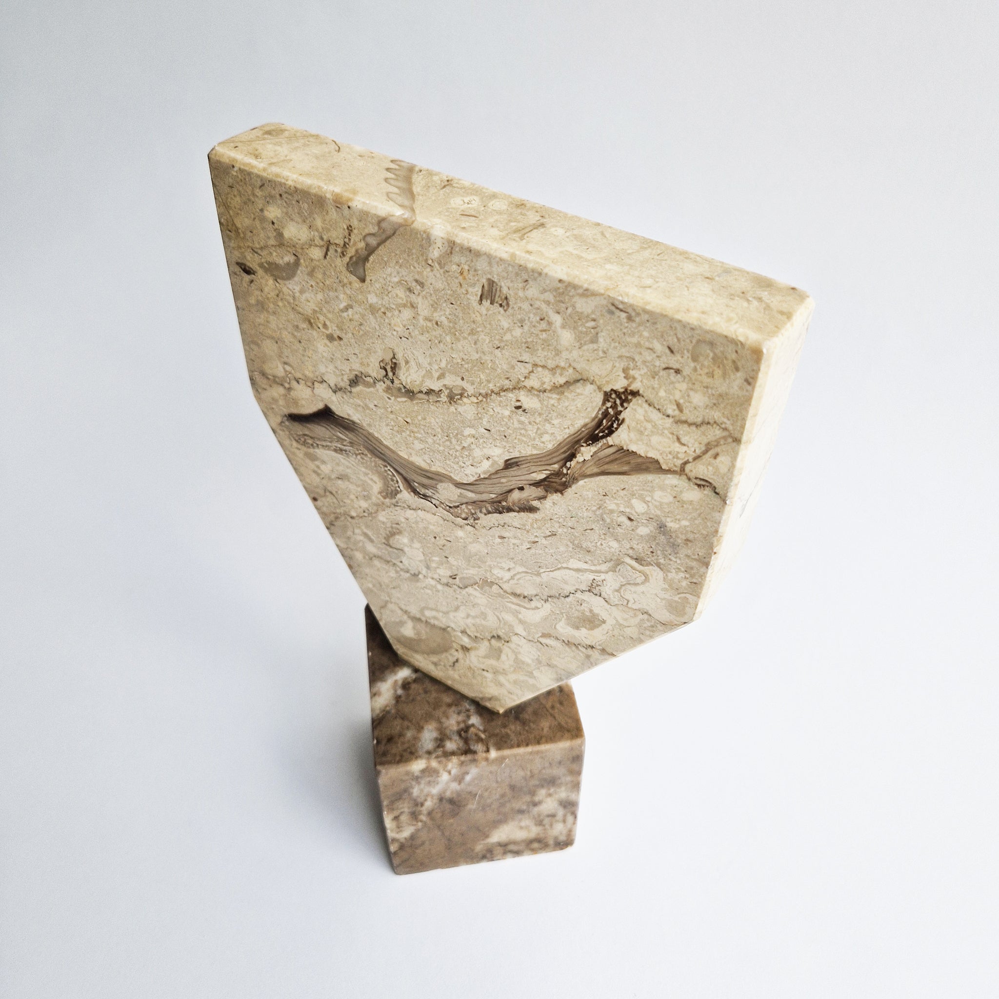 Vintage Italian limestone geometric sculpture
