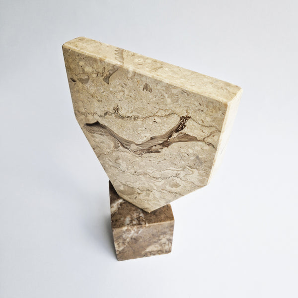 Vintage Italian limestone geometric sculpture