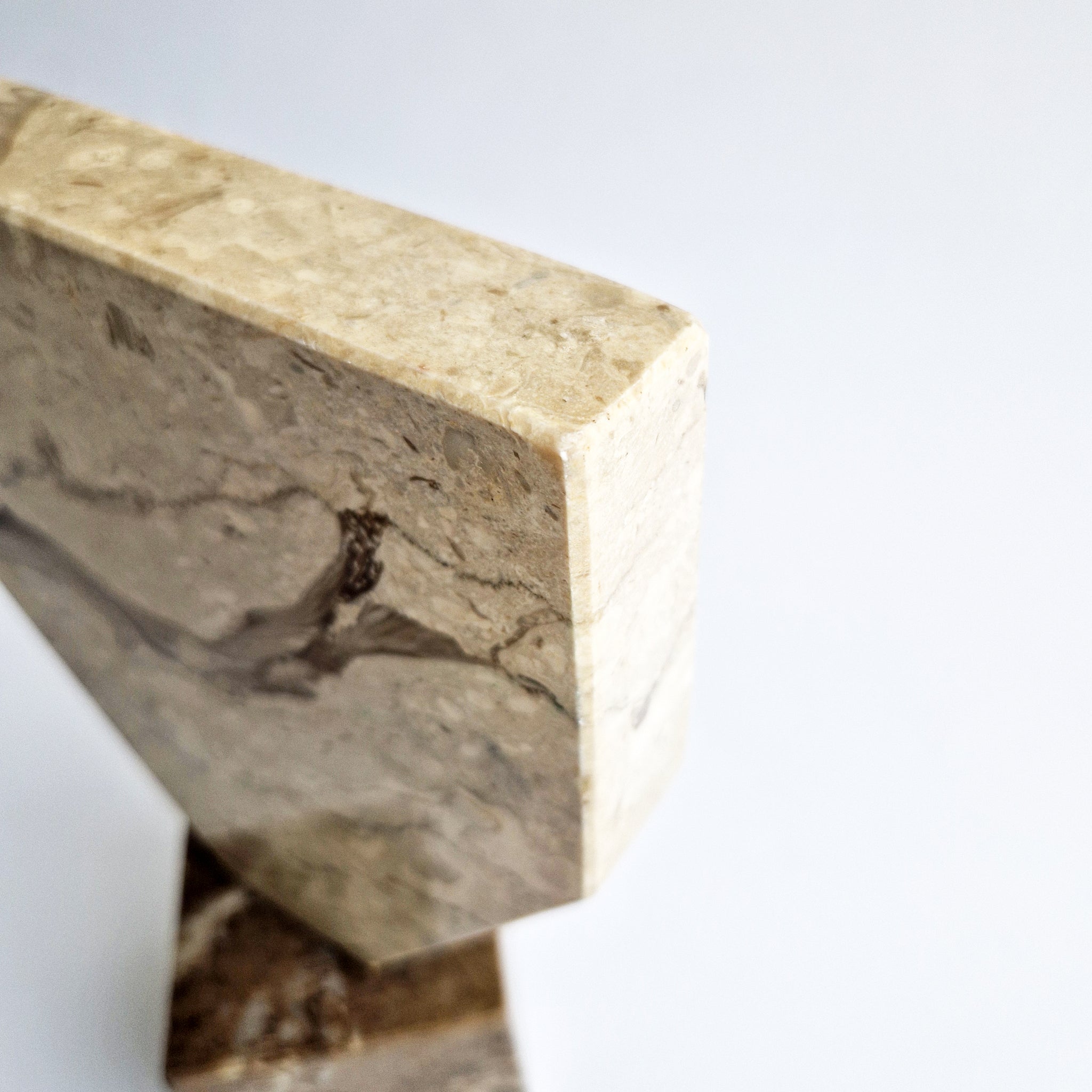 Vintage Italian limestone geometric sculpture