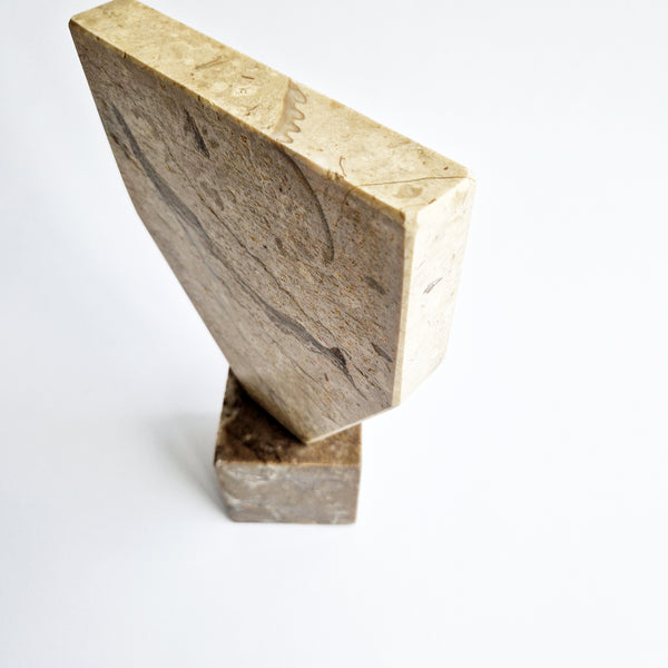 Vintage Italian limestone geometric sculpture