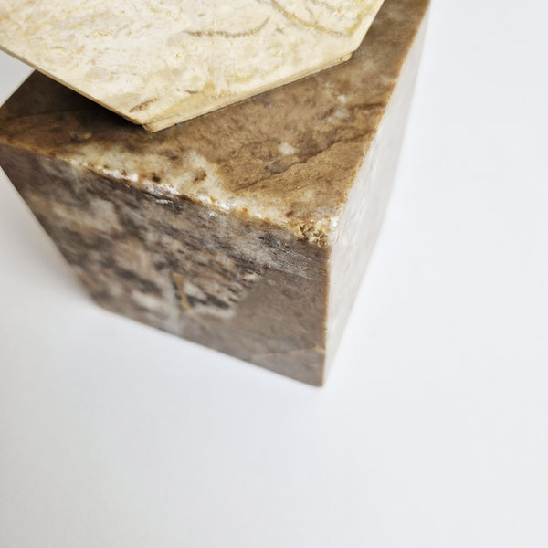 Vintage Italian limestone geometric sculpture