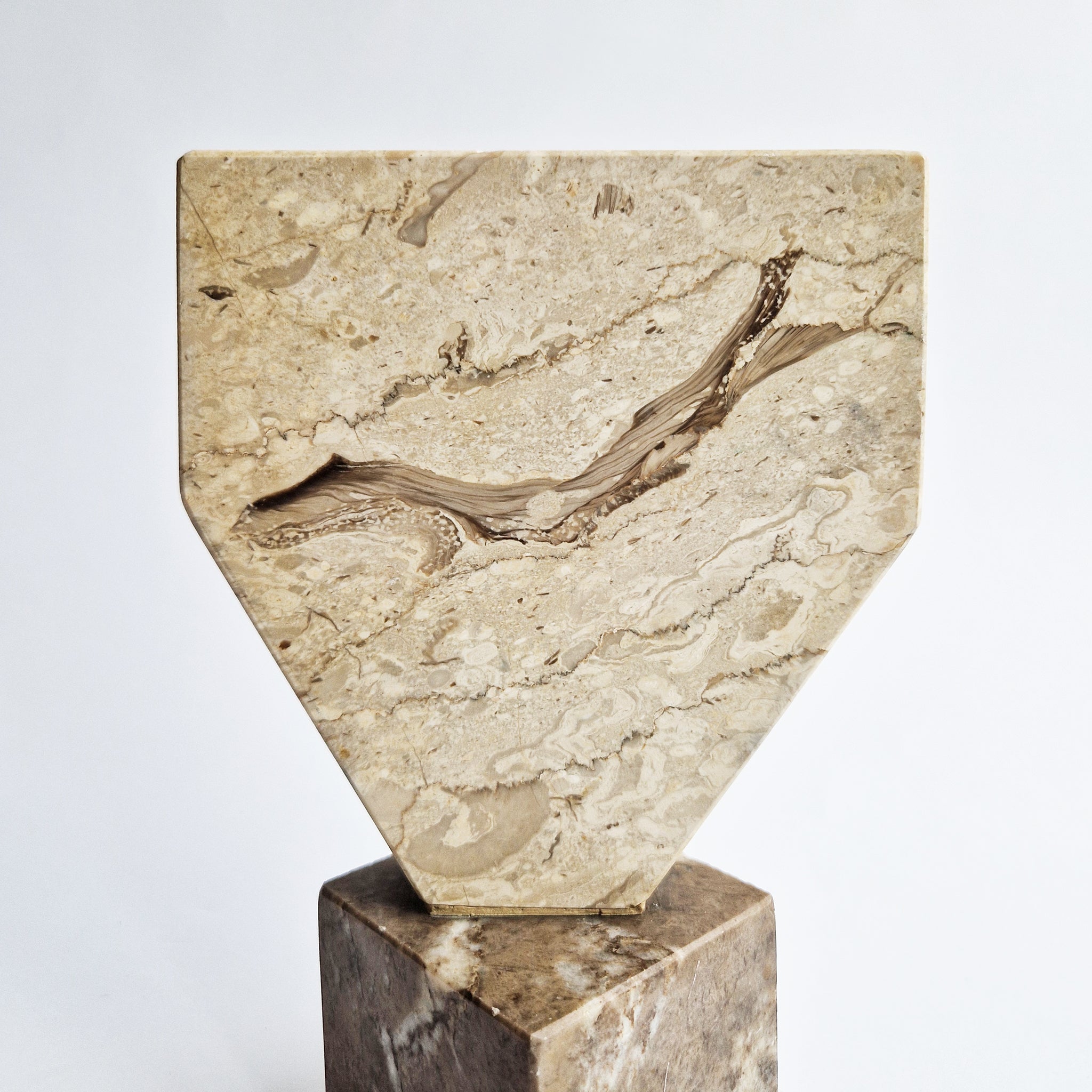 Vintage Italian limestone geometric sculpture