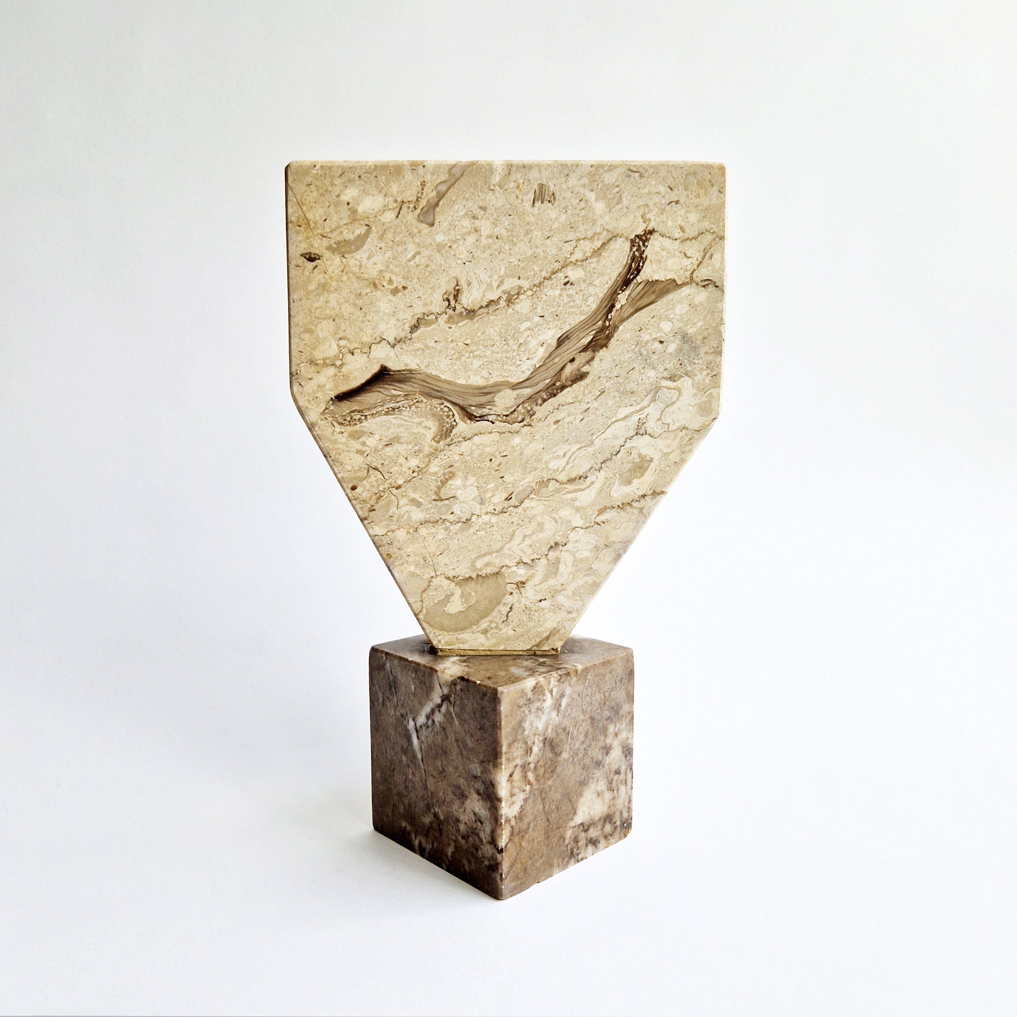 Vintage Italian limestone geometric sculpture