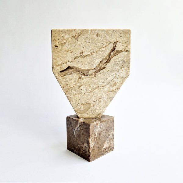 Vintage Italian limestone geometric sculpture