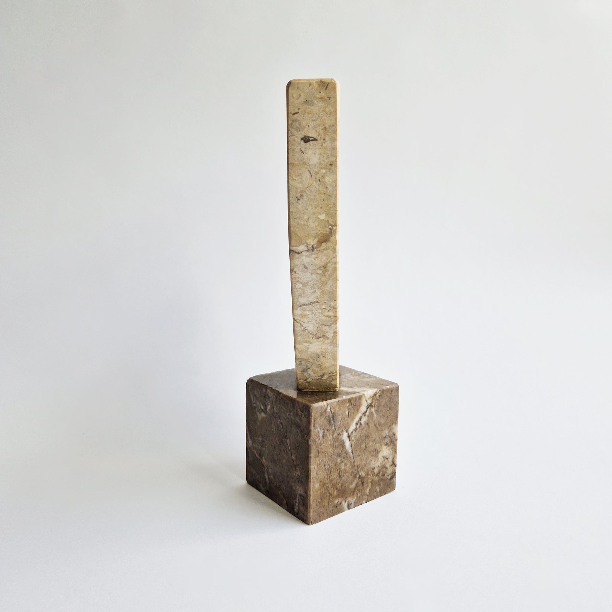 Vintage Italian limestone geometric sculpture