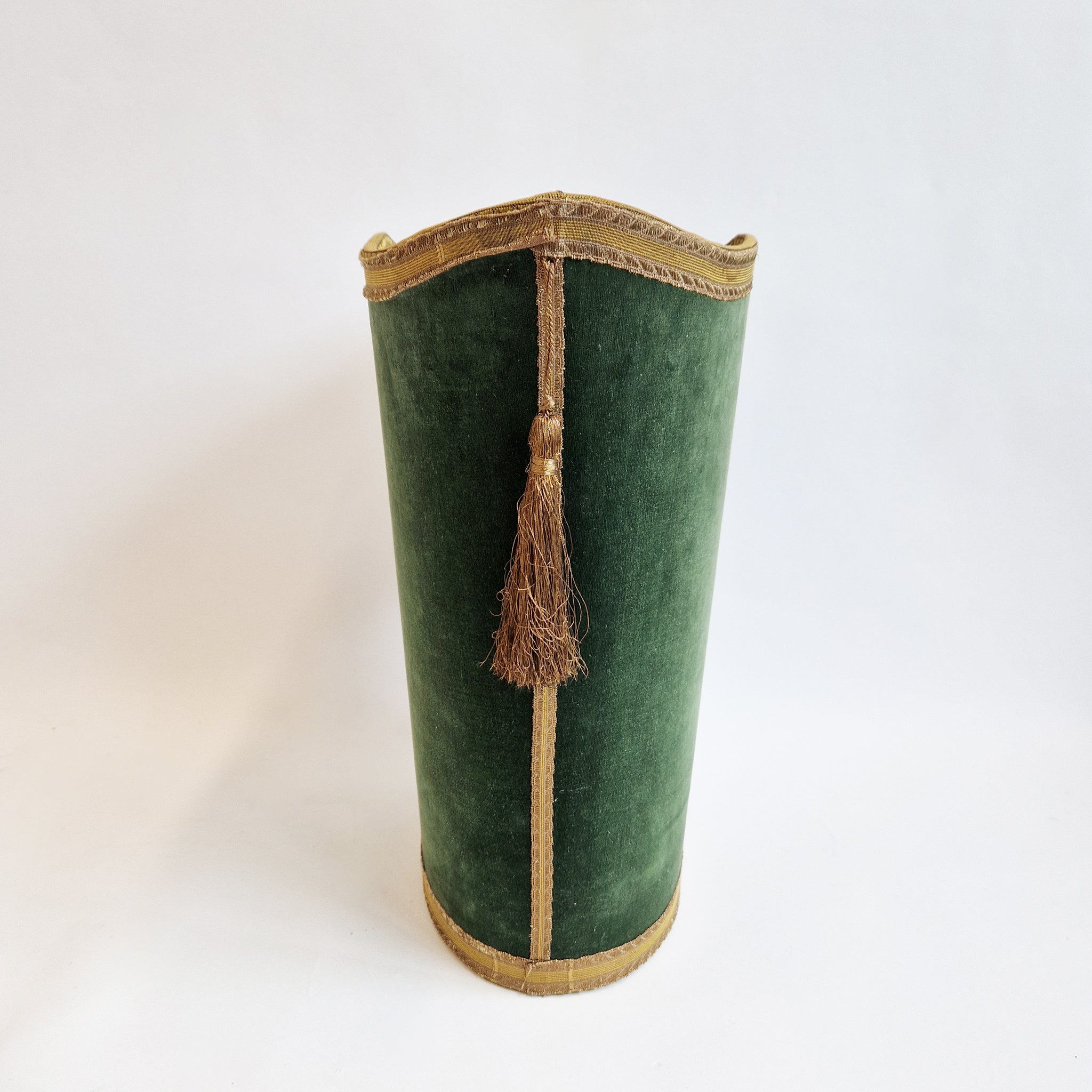 Vintage Italian wastepaper basket in green velvet