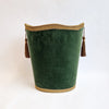 Vintage Italian wastepaper basket in green velvet