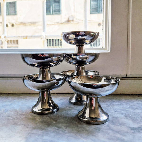 Vintage stainless steel dessert cup set by Motta