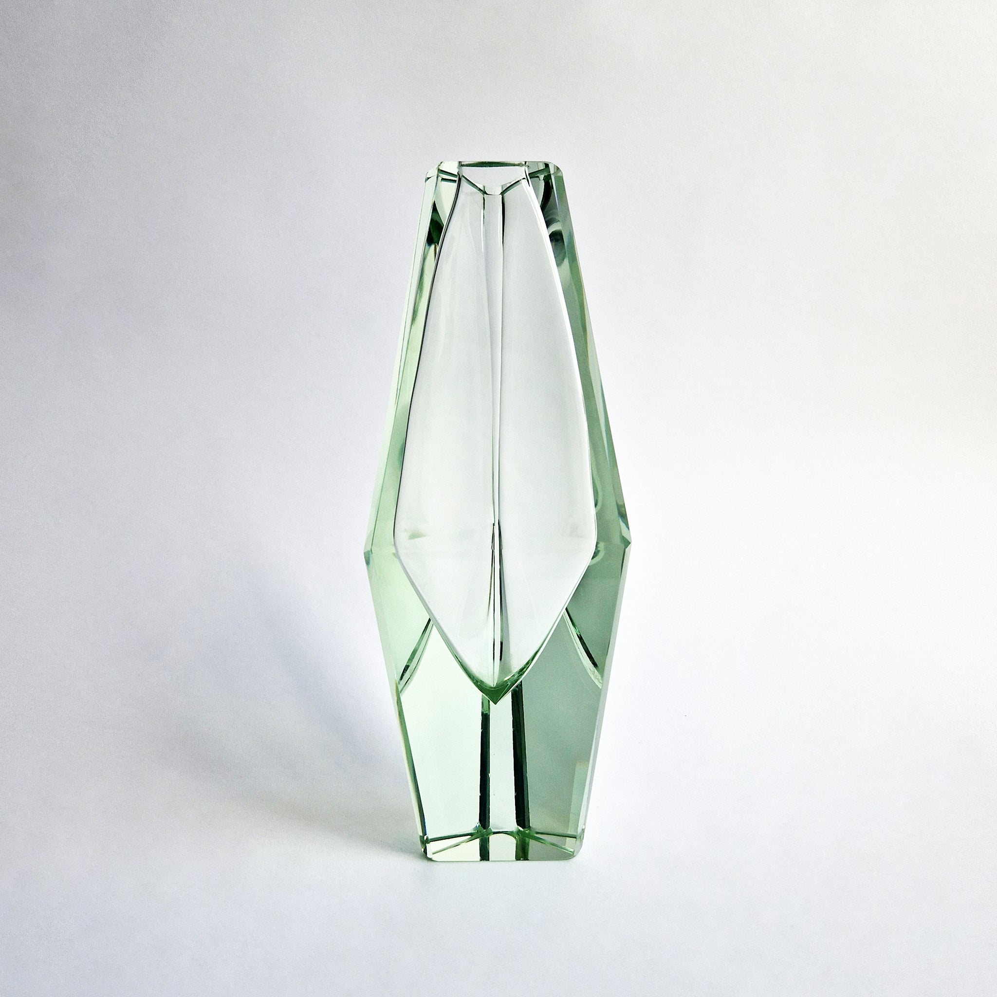 Vintage Murano faceted green vase