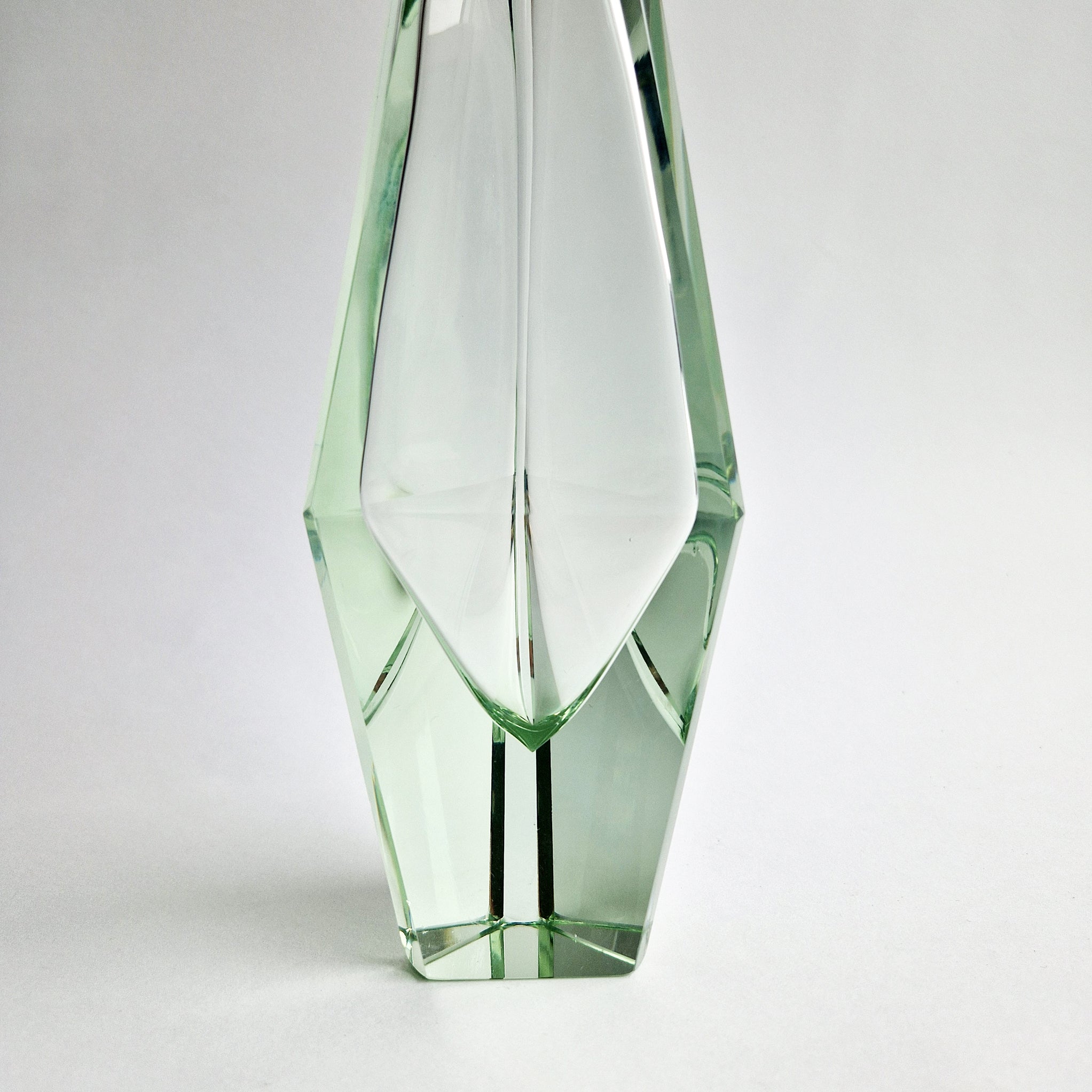 Vintage Murano faceted green vase