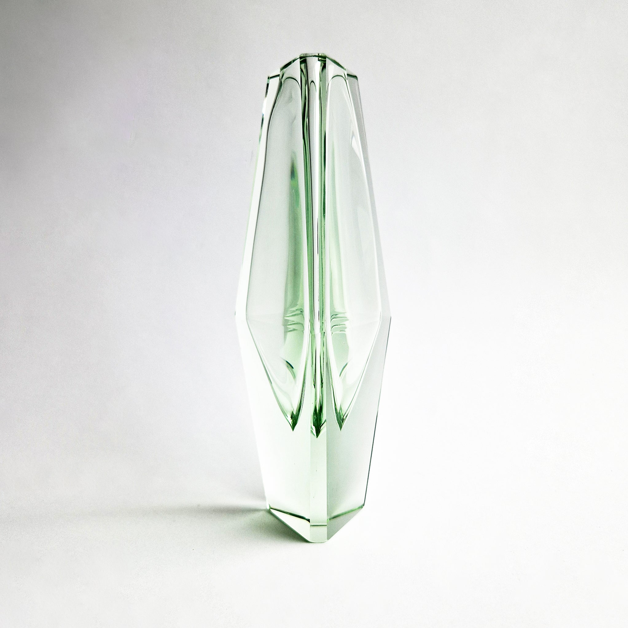 Vintage Murano faceted green vase