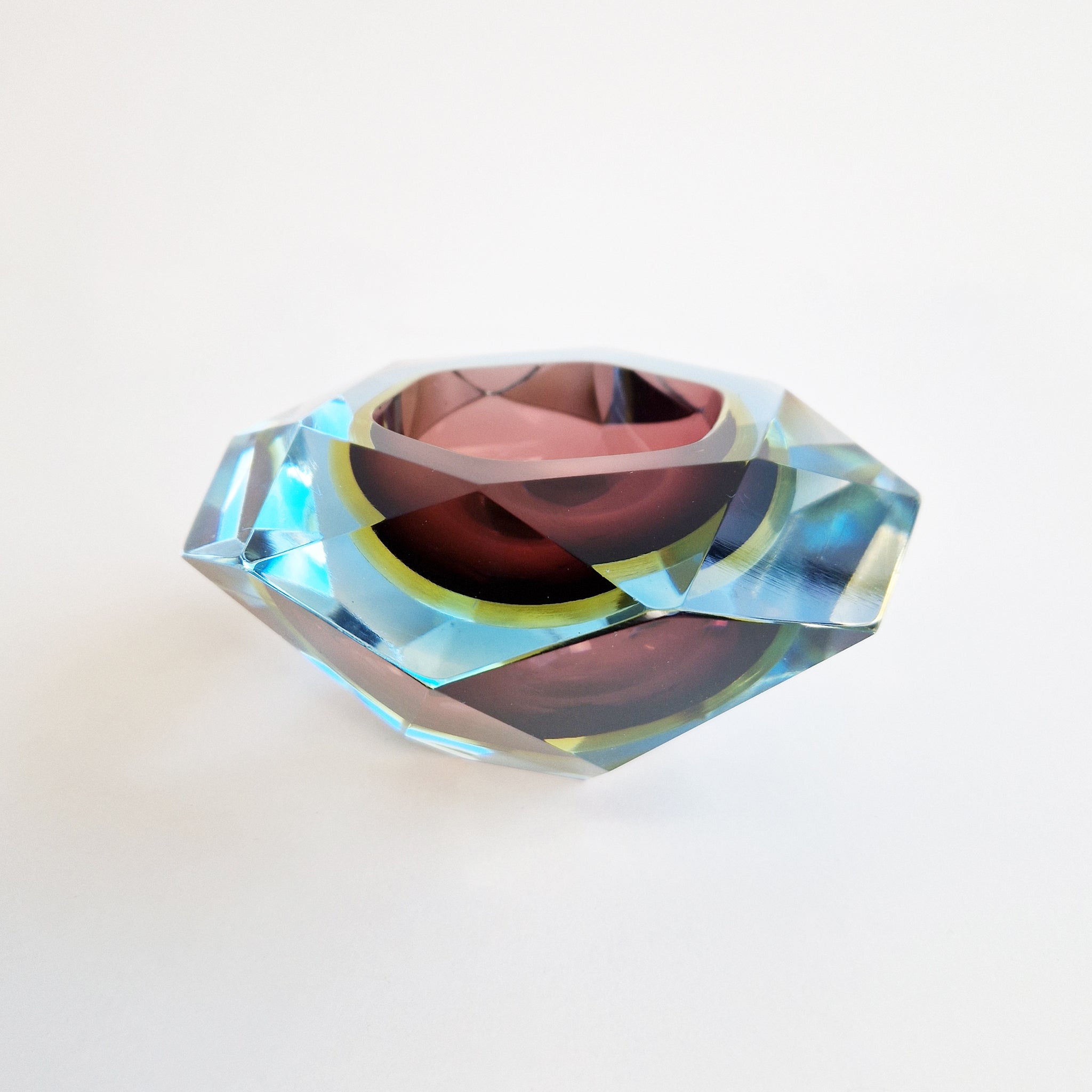 1960s Murano faceted glass bowl