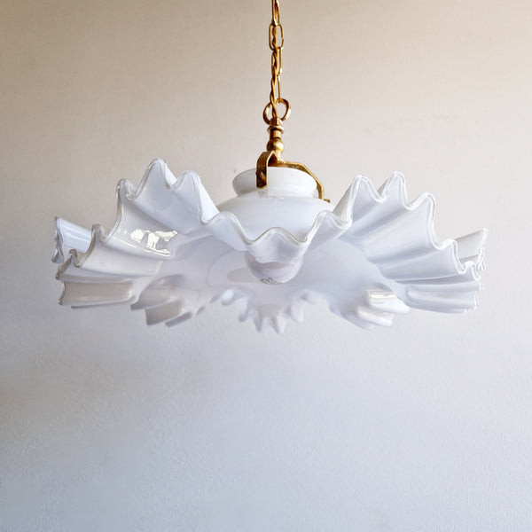 1970s Murano ruffled pendant light by De Majo