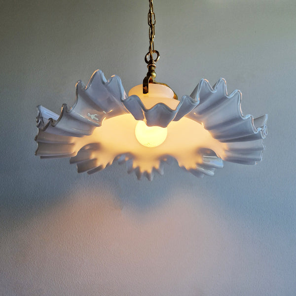 1970s Murano ruffled pendant light by De Majo