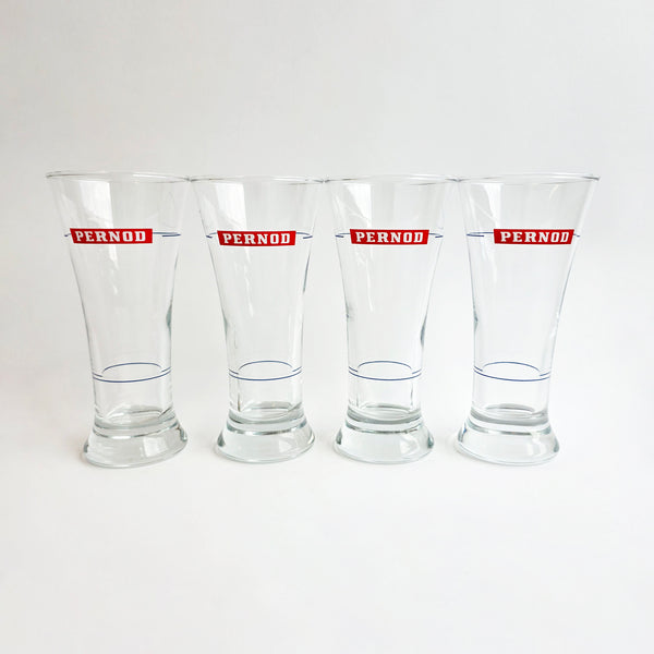 Vintage French fluted Pernod glasses (set of 4)