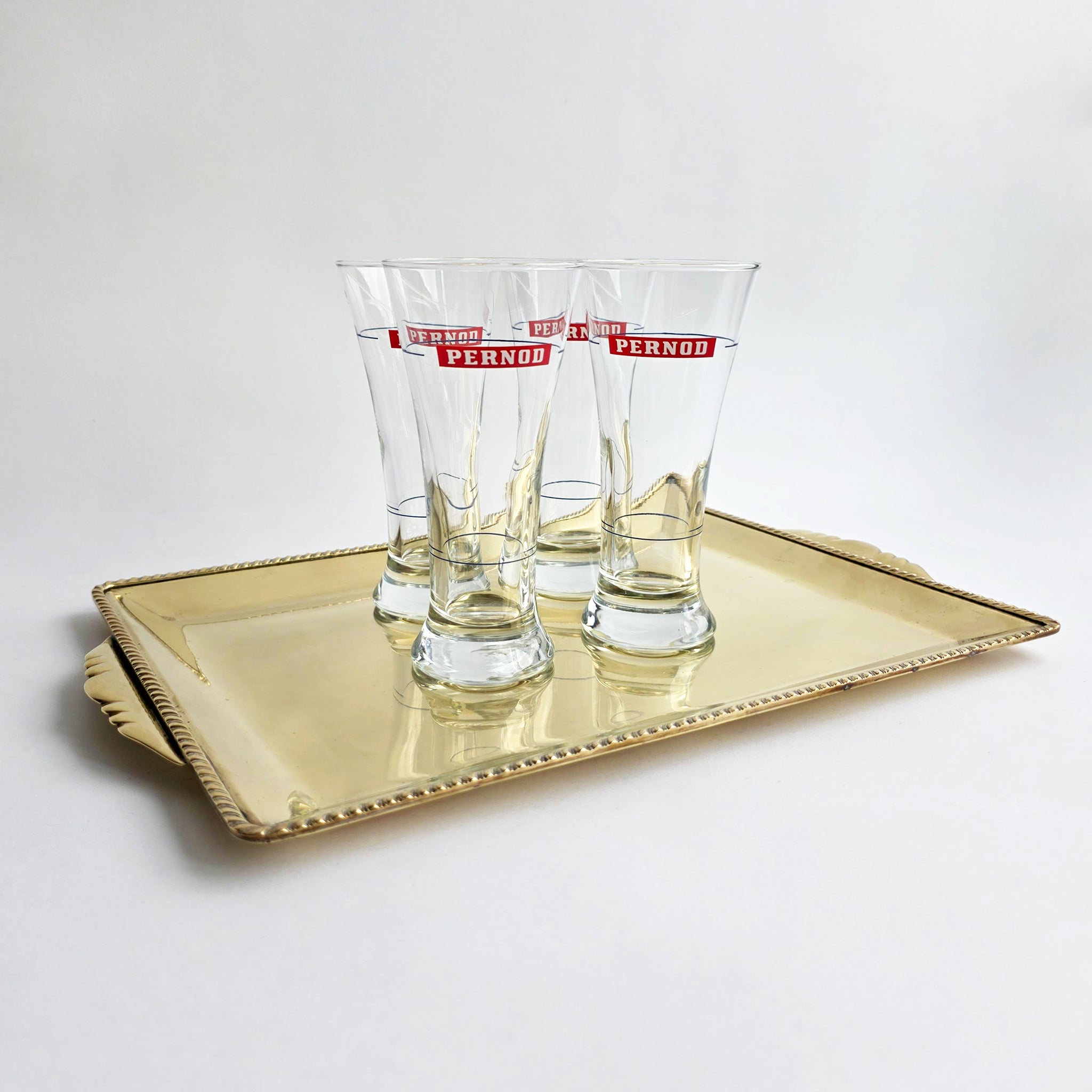 Vintage French fluted Pernod glasses (set of 4)