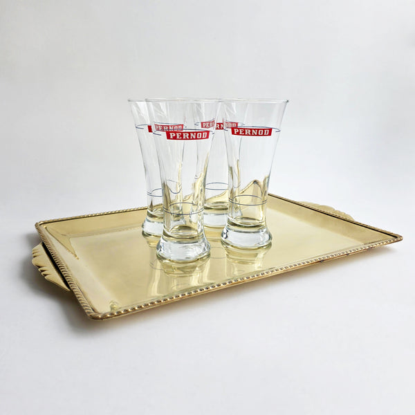 Vintage French fluted Pernod glasses (set of 4)