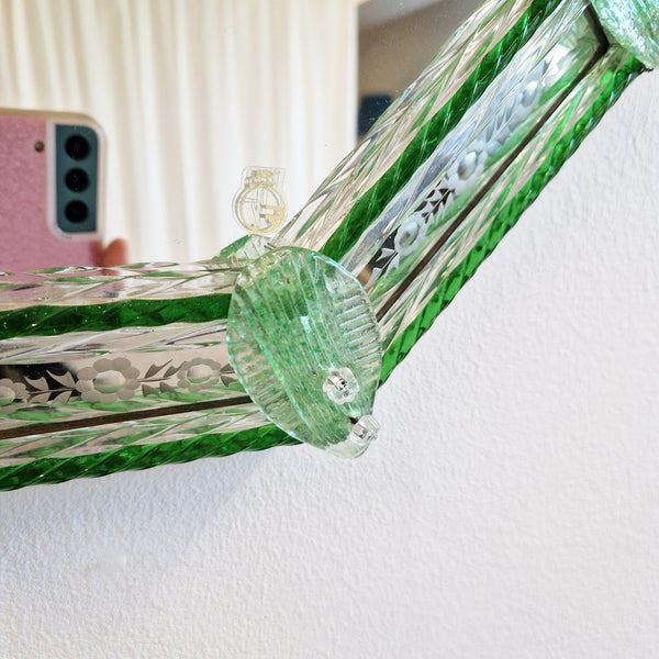Vintage Venetian glass octagonal mirror