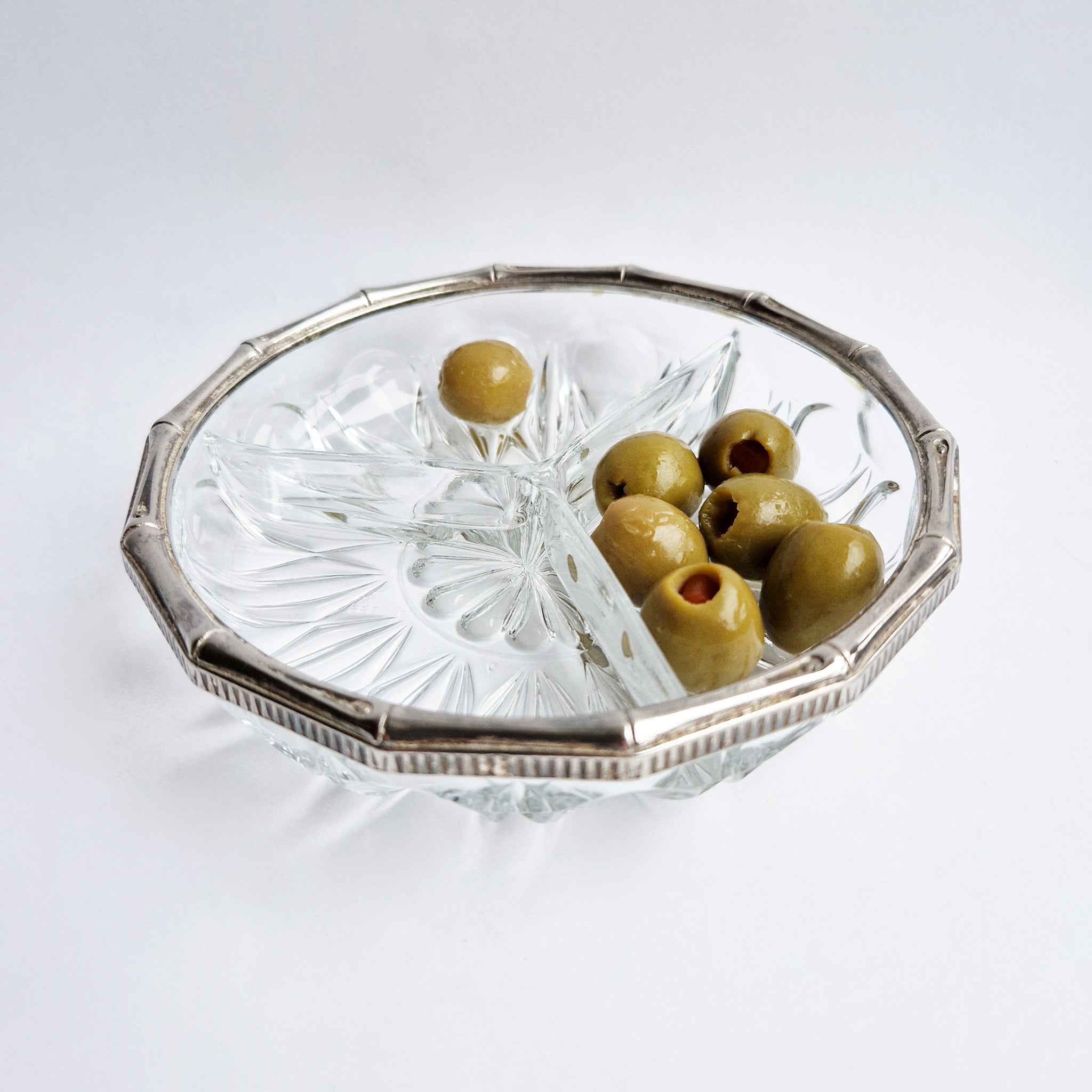 Mid-century glass aperitivo dish