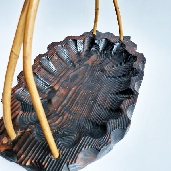 Vintage carved wooden basket