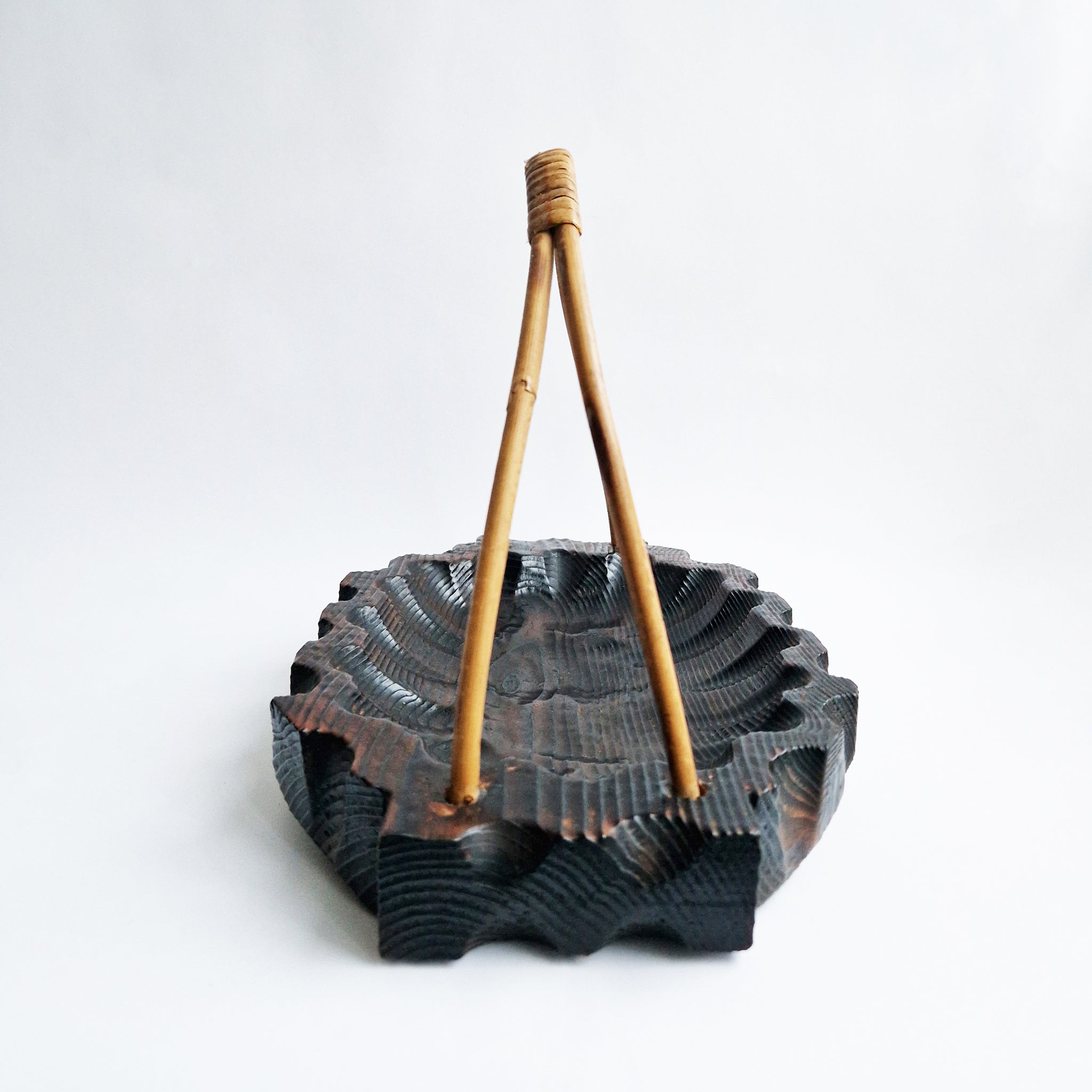 Vintage carved wooden basket