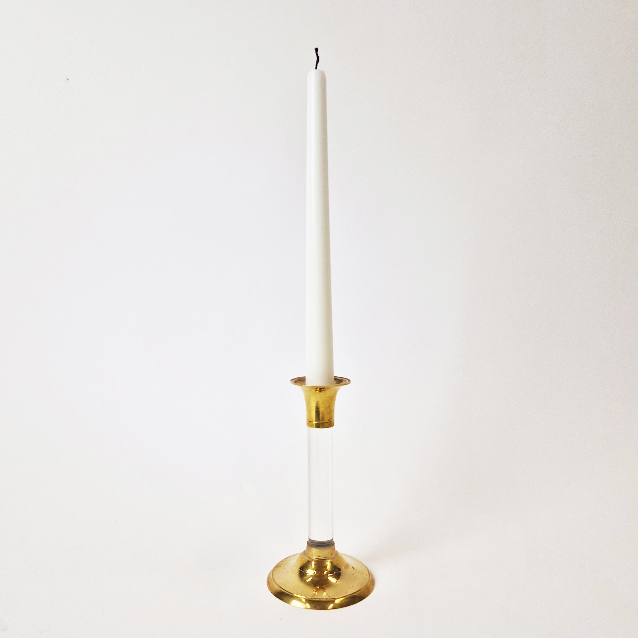 Vintage Italian lucite and brass candle holder